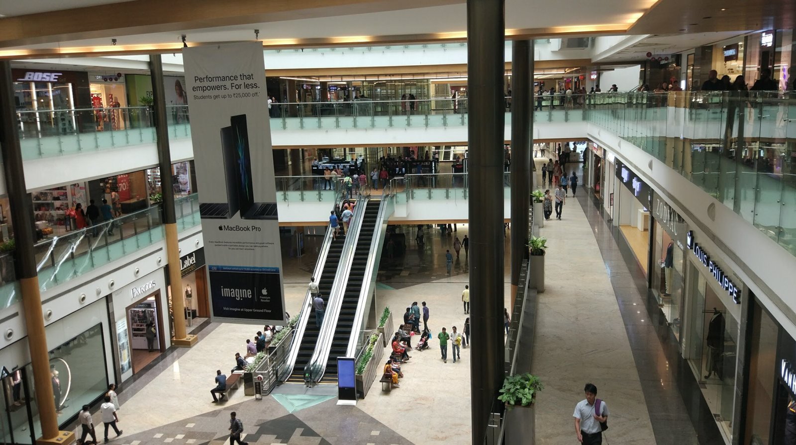 Retail displays and shopping environment inside Orion Mall in Bengaluru, Karnataka